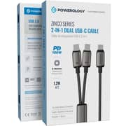 Powerology Zinco Series 2-in-1 Dual USB-C Cable Dark Gray - PWDC100DGY