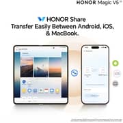 هونر ماجيك V5 (512 جيجابايت، 16 جيجابايت) ثنائي الشريحة يدعم 5G لون ذهبي مع مكبر صوت وساعة واتش 4 وكَفر V5 وقلم ماجيك