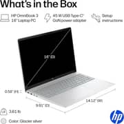HP OmniBook 3 (2025) Laptop - AMD Ryzen 5-40 / 16inch WUXGA / 256GB SSD / 16GB RAM / Shared AMD Radeon 610M Graphics / Windows 11 Home / English Keyboard / Glacier Silver / International Version - [90NB15F1-M00BR0]