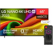 تلفزيون إل جي NU84 الذكي بشاشة Nano دقة 4K UHD مقاس 65 بوصة يدعم الذكاء الاصطناعي (موديل 2026) 65NU840B6LA-AMAE