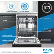 Beko Dishwasher 15 Place Settings, 8 Programs, 3 Racks, A+++ Energy Rating,‎ BDEN38523XP - (Inox)