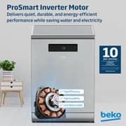 Beko Dishwasher 15 Place Settings, 8 Programs, 3 Racks, A+++ Energy Rating,‎ BDEN38523XP - (Inox)