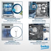 Beko Dishwasher 15 Place Settings, 8 Programs, 3 Racks, A+++ Energy Rating,‎ BDEN38523XP - (Inox)