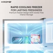 Krome Top Mount Refrigerator 90L Silver - KR-RF138DDSG