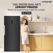 Krome Upright Freezer 600L Dark Inox - KR-UF750IH