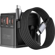 WiWU Universal Travel Adapter 20W with USB-C Cable 1m Black - WI-UA013
