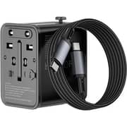 WiWU Universal Travel Adapter 20W with USB-C Cable 1m Black - WI-UA013