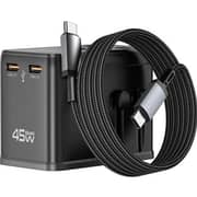 WiWU Universal Travel Adapter 45W with USB-C Cable 1m Black - WI-UA014