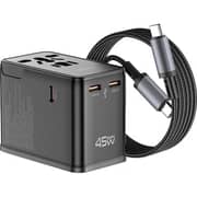 WiWU Universal Travel Adapter 45W with USB-C Cable 1m Black - WI-UA014