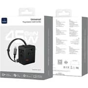 WiWU Universal Travel Adapter 45W with USB-C Cable 1m Black - WI-UA014