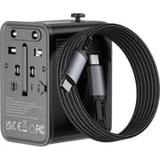 WiWU Universal Travel Adapter 75W with USB-C Cable 1m Black - WI-UA015