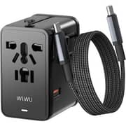 WiWU Universal Travel Adapter 75W with USB-C Cable 1m Black - WI-UA015