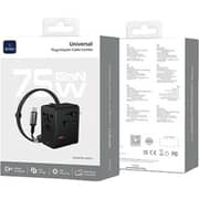 WiWU Universal Travel Adapter 75W with USB-C Cable 1m Black - WI-UA015