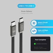 Blupebble POWERFLOW Flat USB-C Cable 1.2m Grey - BP-PFFLAT1.2M100W-GY