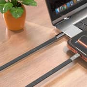 Blupebble POWERFLOW Flat USB-C Cable 1.2m Grey - BP-PFFLAT1.2M100W-GY