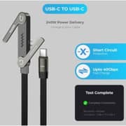 Blupebble POWERFLOW Flat USB-C Cable 1.2m Grey - BP-PFAXIS1.2M240W-GY