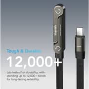 Blupebble POWERFLOW Flat USB-C Cable 1.2m Grey - BP-PFAXIS1.2M240W-GY