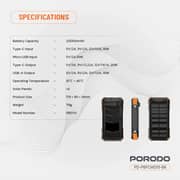 Porodo Power Bank 20000mAh Black - PD-PBFCH070-BK