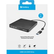 Sandberg Portable USB-C/A DVD Drive Black - 136-62