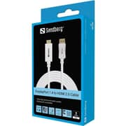 Sandberg Rewindable DisplayPort 1.4 to HDMI Cable 2m White - 509-16