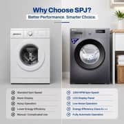 SPJ 7KG Front Load Fully Automatic Washing Machine, BLDC Inverter Motor, 1000 RPM, A+++ Energy Efficient, LED Display, Multiple Wash Programs, Low Noise, Grey