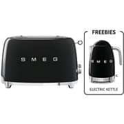 Smeg 50's Style Toaster - TSF01BLUK + Electric Kettle - KLF04BLUK