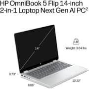 HP OmniBook 5 Flip 2-in-1 Convertible (2026) AI PC - 3rd Series / Intel Core Ultra 5-322 / 14inch 2K / 512GB SSD / 16GB RAM / Shared Intel Graphics / Windows 11 Pro / English & Arabic Keyboard / Gracier Silver / Middle East Version - [14-KM0000NE]