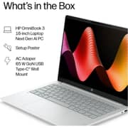 HP OmniBook 3 (2026) Laptop - 3rd Series / Intel Core Ultra 7-355 / 16inch 2K / 512GB SSD / 16GB RAM / Shared Intel Graphics / Windows 11 Home / English & Arabic Keyboard / Gracier Silver / Middle East Version - [16-BS0007NE]