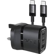 WYE 3 Port Wall Charger With USB-C Cable 2m Black - Y-PA10-CC1