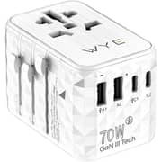 WYE 1 Pc GaN Universal Travel Adapter 70W White - Y-TA8