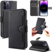 WYE WC02 Double Stitch PU Leather Case Black iPhone 17 Pro Max - IP17PRXWC02-BLK