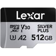 Lexar Silver Plus MicroSDXC Memory Card With Adapter 512GB Black - LMSSIPL512G-BNANU