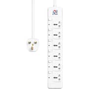 S-Tek 6 Way 3m Surge Protector
