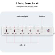 S-Tek 5 Way 3m Surge Protector 3250W