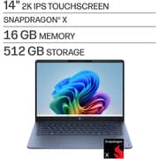 HP OmniBook 3 (2025) Laptop - Qualcomm Snapdragon X X1-26-100 / 14inch 2K / 512GB SSD / 16GB RAM / Shared Qualcomm Adreno Graphics / Windows 11 Home / English Keyboard / Starlit Blue / International Version - [14-HZ0015DX]