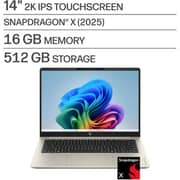 HP OmniBook 3 (2025) Laptop - Qualcomm Snapdragon X X1-26-100 / 14inch 2K / 512GB SSD / 16GB RAM / Shared Qualcomm Adreno Graphics / Windows 11 Home / English Keyboard / Warm Gold / International Version - [14-HZ0025DX]