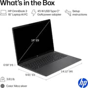 HP OmniBook 3 (2025) Laptop - 2nd Series / Intel Core Ultra 7-255U / 16inch 2K / 512GB SSD / 16GB RAM / Shared Intel Graphics / Windows 11 Home / English Keyboard / Mica Silver / International Version - [16-BU0007DX]