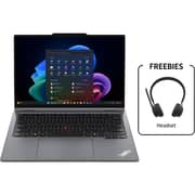Lenovo ThinkPad X1 2-in-1 Gen 11 Aura Edition (2026) Laptop - 3rd Series / Intel Core Ultra 7-355 / 14inch WUXGA / 1TB SSD / 32GB RAM / Shared Intel Graphics / Windows 11 Pro / English & Arabic Keyboard / Grey / ME Version-[21V9002SGR]+4XD1Q30302 Headset