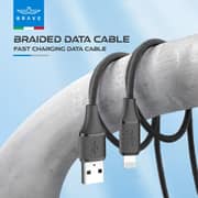 Brave Fast Charging Braided USB-A to Lightning Cable 1m Black - BDC-48