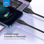 Brave Fast Charging Braided USB-A to Lightning Cable 1m Black - BDC-48