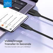 Brave Fast Charging Braided USB-A to Type-C Cable 1m Black - BDC-49