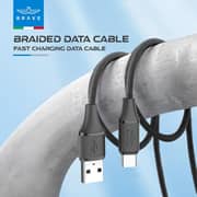 Brave Fast Charging Braided USB-A to Type-C Cable 1m Black - BDC-49