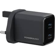 Powerology Volt-X Dual Port Wall Charger Black - PWP4845AWCBK