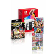 Nintendo Switch Joy Con OLED Handheld Console White - NSOWH3GAST + 3 Assorted Games