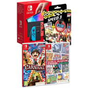 Nintendo Switch OLED 64GB Neon Blue/Red + 3 Assorted Games