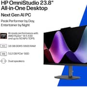 HP OmniStudio All-in-One (2026) -Desktop - AMD Ryzen AI 5-430 / 23.8inch FHD / 512GB SSD / 16GB RAM / Shared AMD Radeon 840M Graphics / Windows 11 Home / English Keyboard / Jet Black / International Version - [24-CW0024]