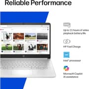 HP (2025) Laptop - Intel N150 / 14inch HD / 128GB SSD / 4GB RAM / Shared Intel Graphics / Windows 11 Home / English Keyboard / Natural Silver / International Version - [14-DQ6101DX]