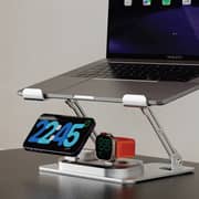 Pawa Multi Function Laptop Stand with 3-in-1 Charging Station Grey - PW-TA3115W2-GY