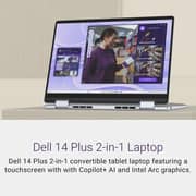 Dell Plus 2-in-1 Convertible (2024) Laptop - 2nd Series / Intel Core Ultra 7-256V / 14inch FHD+ / 1TB SSD / 16GB RAM / Shared Intel Arc Graphics / Windows 11 Home / English Keyboard / Ice Blue / Intl Version - [LDB04250-7137BLU-PUS] with Stylus Pen