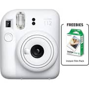 Fujifilm Instax Mini 12 Instant Film Camera Clay White - Mini12CW+1 + 1 Pack Film